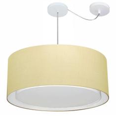 Imagem de Lustre Pendente Cilíndrico Com Desvio Md-4317 Cúpula Em Tecido 60X25cm Algodão Crú - Bivolt