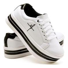 Imagem de Tênis Feminino Bordado Fé Branco Salto Plataforma Anabela Casual Dia A