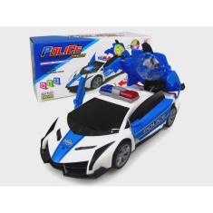 Imagem de Brinquedo Carrinho De Policia Carro Emite Som Luz Transforma Gira 360