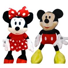 Imagem de 02 Pelúcias Mickey Mouse e Minnie Vermelha 45cm
