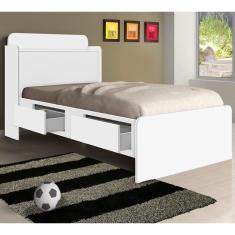 Imagem de Cama Bau Quarto Tamires Solteiro 98cm Branco Branco