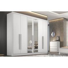 Imagem de Guarda Roupa Casal 6 Portas e 4 Gavetas c/ Espelho Robust/Livorno Branco - Novo Horizonte