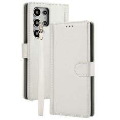 Imagem de Capa para iPhone 16/16 Pro/16 Plus/16 Pro Max, capa carteira de couro PU com alça de pulso slot para cartão suporte à prova de choque, capa magnética, branca, 16plus 17.0 cm