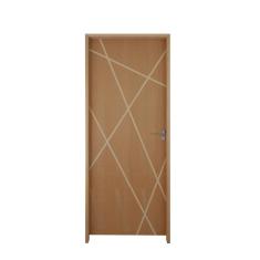 Imagem de Kit Porta de Madeira 72 x 2.10 Friso Agatha Bat.Misto 14cm Fech.WC Cromada Lado Direito - Hale