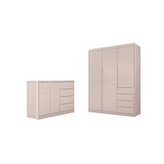 Imagem de Jogo de Quarto com Guarda Roupa e Cômoda Diamante Rosê - FbABY