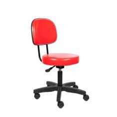 Imagem de Cadeira mocho com encosto secretaria com L duplo  com regulagem de altura corano vermelho