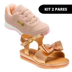 Imagem de Kit 2 Pares Sandália e Tênis Menina Infantil Feminino Escolar - Club H