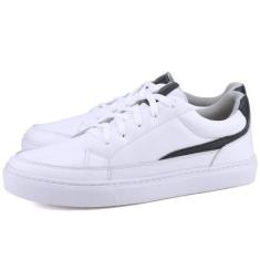 Imagem de Tênis Casual em Couro Masculino Mr. Gutt Branco, Branco, Preto, Homem,