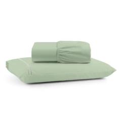 Imagem de Jogo Cama Lençol Bali Solteiro Percal 180 Fios 100% Algodão Ponto Palito 2 Peças - Verde