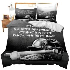 Imagem de jerkboo Jogo de cama de beisebol, capa de edredom de beisebol, solteiro, Queen, tamanho king, para crianças, adultos, homens, mulheres, tema de beisebol, capa de edredom decorativa, macio, conjunto de