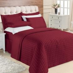 Imagem de Kit Top Line Cobre Leito Queen 180 Fios + Jogo De Lençol 7 Peças Vinho