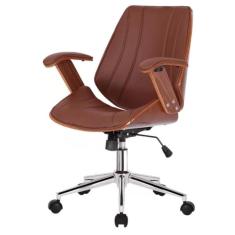 Imagem de Cadeira Giratória Kopenhagenn Bergen Lisboa Fratini em Madeira Revestida em PU Marrom Base Rodízio