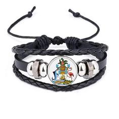 Imagem de DIYthinker Pulseira Nassau Bahamas com emblema nacional de couro trançado com contas