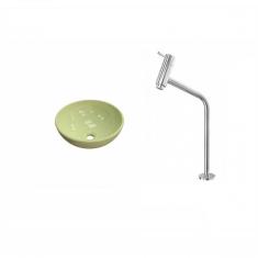 Imagem de Kit Cuba R30 Com Torneira Link 1062 Metal 1/4 Volta Compace Verde Acqua