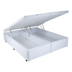 Imagem de Cama Box Queen Size com Baú Mega Corino Branco - 158x198