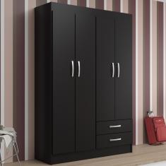 Imagem de Guarda-roupa Casal Atalaia 4 Portas 2 Gavetas Preto - Evidencia Móveis