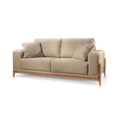 Imagem de Sofá 3 Lugares Linho Bege Medio Almofada Solta C/Ziper Removivel Sala