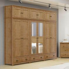 Imagem de Guarda-Roupa Casal 12 Portas 3 Gavetas Topázio Freijó Madeira Pinus - Finestra