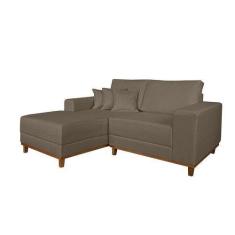 Imagem de Sofá 3 Lugares Mônaco com Chaise Esquerdo Linho Marrom Claro - Le Esto