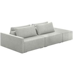Imagem de Sofá Ilha Modular Para Sala 252cm Com Puff Dublin K01 Linho Cinza - Ly