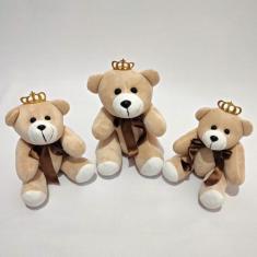 Imagem de Trio de Ursos de Pelúcia Articulado com Laço Para Nicho ou Presente - 