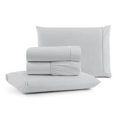 Imagem de Jogo De Lençol Ponto Palito King 180 Fios 4 Peças - Cinza - Santos E L