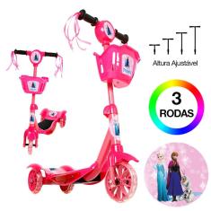 Imagem de Patinete de Menina Frozen 3 Rodas Brinquedo Criança Com Led