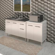 Imagem de Balcao Pia 120cm E Multiuso 2 Portas 70cm Branco Mobbs Branco