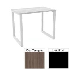 Imagem de Mesa de Escritório Pé Tubular Pe25 em Mdp 90 x 45 cm Cor Walnut e Base Preta