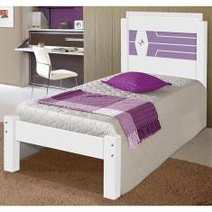Imagem de Cama Solteiro Lívia Branco/Branco/Lilás Carmolar