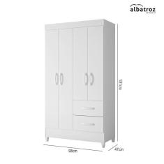 Imagem de Guarda Roupa Mobi 4 Portas e 2 Gavetas - Móveis Albatroz Branco Fosco