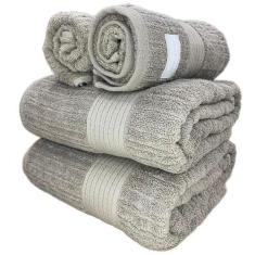 Imagem de Jogo De Toalha de Banho Buddemeyer Fio Penteado 4pçs Macio, Bege Escur