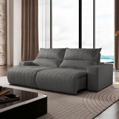 Imagem de Sofá Retrátil e Reclinável com Catraca Blindada 210cm Palermo Jolie/Grafite