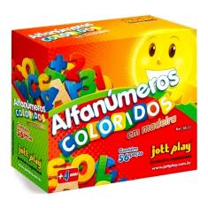 Imagem de Alfanúmeros Coloridos Em Madeira  Brinquedo Educativo