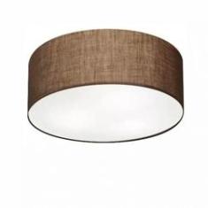 Imagem de Plafon Cilíndrico Cúpula em Tecido 50x15cm Marrom Bivolt