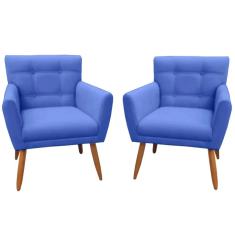 Imagem de Kit 02 Poltronas Decorativas Onix Suede  Marinho - DS Móveis