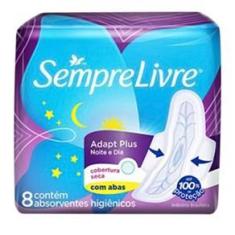 Imagem de Absorvente Sempre Livre Adapt Plus Noite e Dia Cobertura Seca Com Abas 8 Unidades