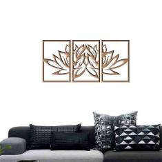Imagem de Quadro Decorativo Vazado Flor De Lótus MDF 3mm Marrom