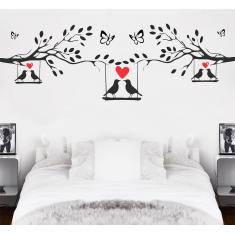 Imagem de Adesivo Decorativo Árvore Com Pássaros Borboletas E Corações
