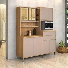 Imagem de Armário de Cozinha 8 Portas com Gavetas Gabi - Freijó com Connect - Vitamov