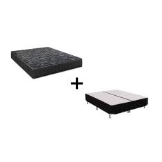Imagem de Cama Box Queen 158 Bipartido Matelassê Onda Preto com Colchão Lisboa Espuma D28 Preto Bello Box