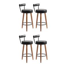 Imagem de Kit 4 Banquetas Nápoles 89cm material sintético - Salaone, Preto