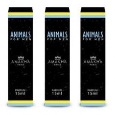 Imagem de kit 3 Perfumes masculino Animals Amakha Paris 15ml