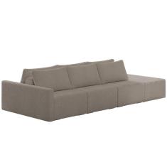 Imagem de Sofá Ilha Modular com Puff para Sala Living 342cm Georgia K04 Bouclê Bege Escuro - Mpozenato