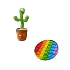 Imagem de Cactos Pelúcia Dançante + Pop-It Fidget Toy Bolha Empurre