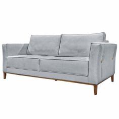 Imagem de Sofá Decorativo 2 Lugares 190cm Pés em Madeira Tarantino Linho Cinza Rústico G63 - Gran Belo