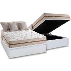 Imagem de Cama Box Baú Casal: Colchão Molas Anjos ClassicBase Courano White(138x188)