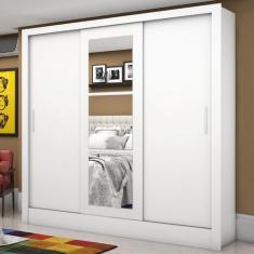 Imagem de Guarda-Roupa Solteiro Porto 3 Portas de Correr com Espelho Branco - Ca