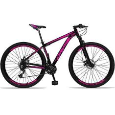Imagem de Bicicleta Aro 29 Drais 21V Câmbios e Trocador Shimano Freio a Disco MTB PRETO+ROSA 15