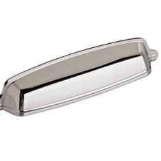 Imagem de Amerock | Puxador de copo de armário | Cromado polido | 128 mm (5-1/16 polegadas) centro a centro | Estatura | 1 pacote | Puxador de gaveta | Puxador de gaveta | Ferragens de armário